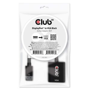 CLUB3D CAC-2013 videokabel adapter 0,228 m Displayport VGA Sort