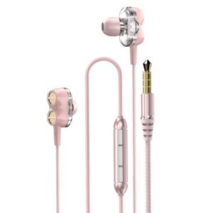 Dudao X15 Double Dynamic Musik Hørertelefoner 3.5mm Jack 1.2m Lyserød