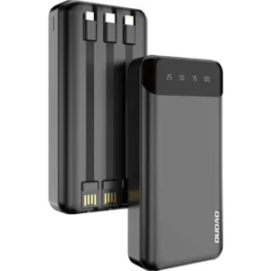 Dudao K6Pro+-black powerbank 20000mAh 10Watt 3xcables sort