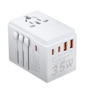 Dudao A35Pro Universal Travel Adapter 35Watt GaN 3xUSB-C + 2xUSB-A White