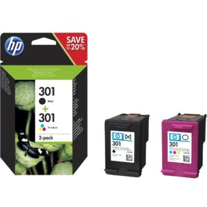 HP Originale 301-blækpatroner, sort/trefarvet, 2-pak