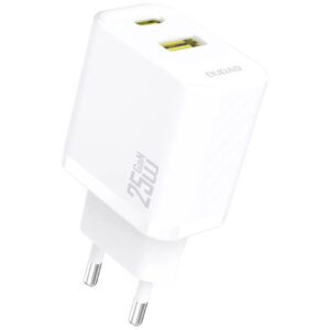 Dudao A26TEU Adapter 25Watt GaN 1xUSB-C 1xUSB-A Hvid