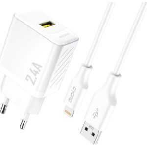 Dudao A23LEU Adapter 12Watt 1xUSB-A (1m USB-A to Lightning cable included) Hvid