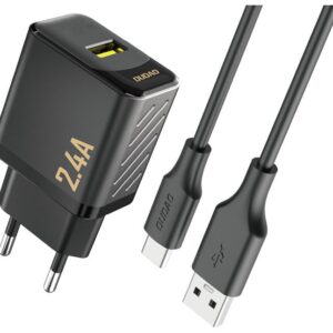 Dudao A23TEU Adapter 12Watt 1xUSB-A (1m USB-A to USB-C cable included) Sort
