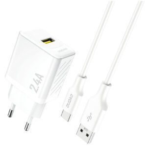 Dudao A23TEU Adapter 12Watt 1xUSB-A (1m USB-A to USB-C cable included) Hvid