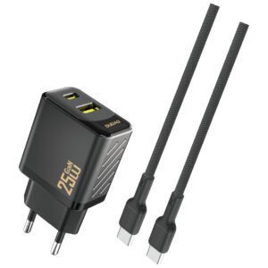 Dudao A26TCEU Adapter 25Watt 1xUSB-C 1xUSB-A (1m USB-C to USB-C cable included) Sort
