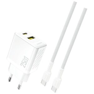 Dudao A26TCEU Adapter 25Watt 1xUSB-C 1xUSB-A (1m USB-C to USB-C included) Hvid