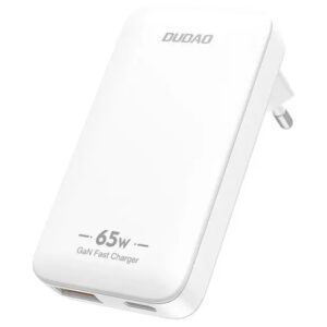 Dudao A65Q Adapter 65Watt GaN 1xUSB-C + 1xUSB-A Hvid
