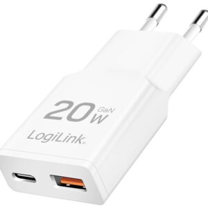 Logilink adapter GaN 20Watt 1xUSB-C 1xUSB-A Hvid