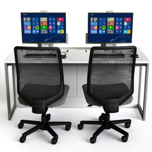 P1 IT Desk With 2 Power Up Displays Low