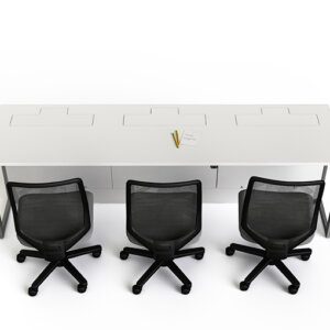P1 Triple Bench Desk With Monitors Hidden Low