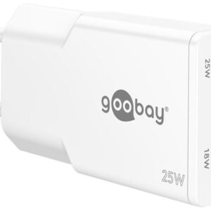 Goobay Slim 2-ports USB GaN Oplader 25W PD Hvid
