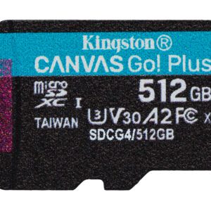 Kingston Technology 512 GB microSDXC Canvas Go! Plus Gen4 200R A2 U3, enkelt pakke uden ADP