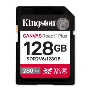 Kingston Technology 128 GB Canvas React Plus SDXC UHS-II 280R/100W U3 V60 til fuld HD/4K