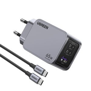 Ugreen 25871 oplader til mobil enhed Universel Grå Vekselstrøm Hurtig opladning Indendørs