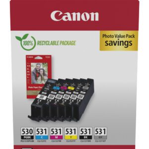 Canon PGI-530/CLI-531 PVP blækpatron 6 stk Original Sort, Blå, Grå, Magenta, Foto sort, Gul