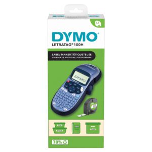 DYMO LetraTag LT-100H håndholdt labelmaskine | ABC-tastatur labelprinter med brugervenlig 13-tegns LCD-skærm | til hjemmet eller kontoret | Blå