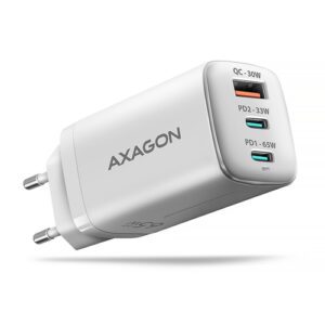 Axagon ACU-DPQ65W oplader til mobil enhed Mobiltelefon, Netbook, Laptop, Smartphone, SmartWatch, Tablet, Universel Hvid Vekselstrøm Hurtig opladning Indendørs