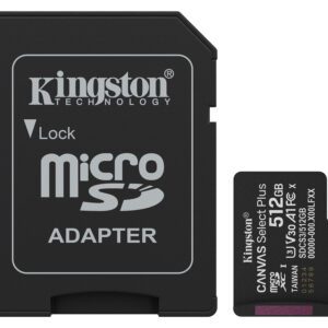 Kingston Technology 512 GB microSDXC Canvas Select Plus Gen3 150 MB/s A1-kort + adapter