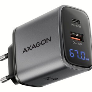 Axagon ACU-PQ67D oplader til mobil enhed Universel Sort, Grå Vekselstrøm Hurtig opladning Indendørs
