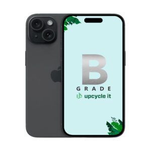 upcycle it Apple iPhone 15 (Refurbished) B 15,5 cm (6.1") Dual SIM iOS 17 5G USB Type-C 128 GB Sort Renoveret