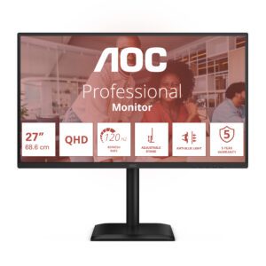 AOC E4 Q27E4U computerskærm 68,6 cm (27") 2560 x 1440 pixel Quad HD LED Sort