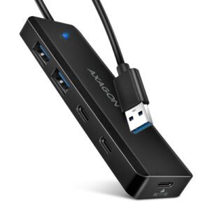 Axagon HUE-C2A interface hub USB 3.2 Gen 1 (3.1 Gen 1) Type-A 5000 Mbit/s Sort