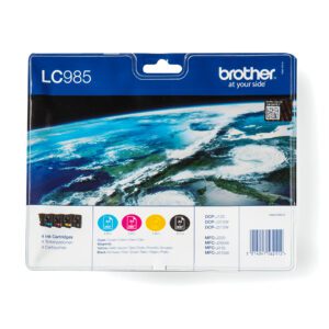 Brother LC985VALBPDR blækpatron 4 stk Original Sort, Blå, Magenta, Gul