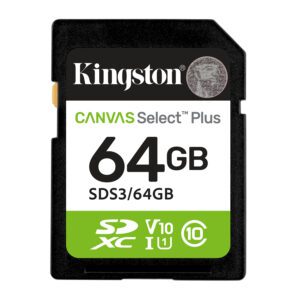 Kingston Technology 64 GB SDXC Canvas Select Plus Gen3 100 MB/s C10 UHS-I U1 V10