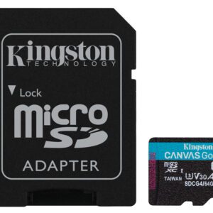 Kingston Technology 64 GB microSDXC Canvas Go! Plus Gen4 200MB/s A2 U3 V30-kort + adapter