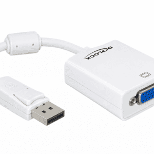 Delock DisplayPort 1.2 til VGA-adapter – hvid OUTLET