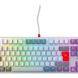 CHERRY K4V2 TKL tastatur Spil USB QWERTY Nordisk Grå, Lys grå, Rød