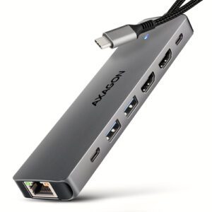 Axagon HMC-7HX2 dockingstation Ledningsført USB 3.2 Gen 1 (3.1 Gen 1) Type-C Grå